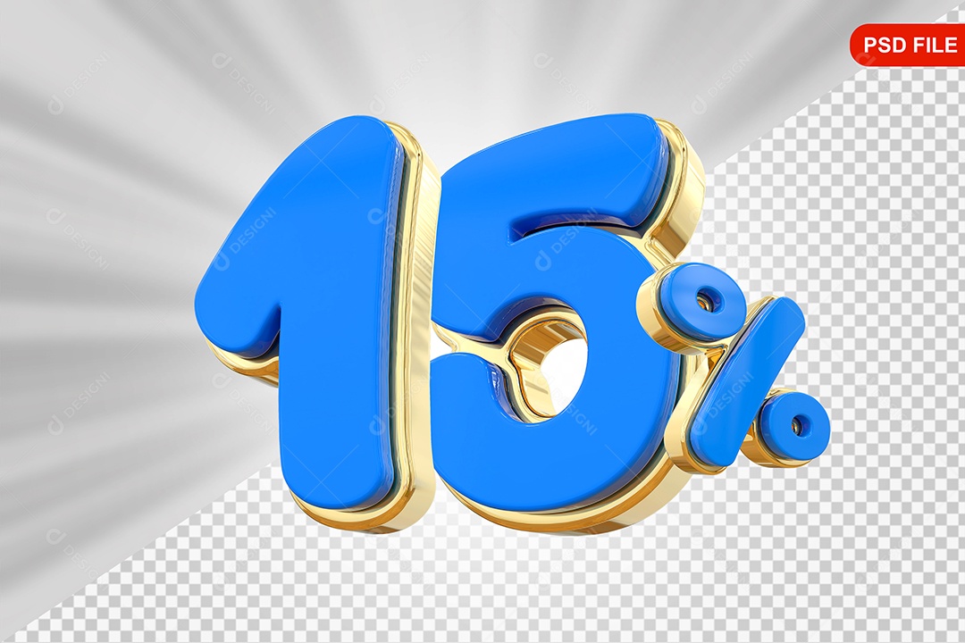 Desconto 15% Colorido Elemento 3D Para Composição PSD