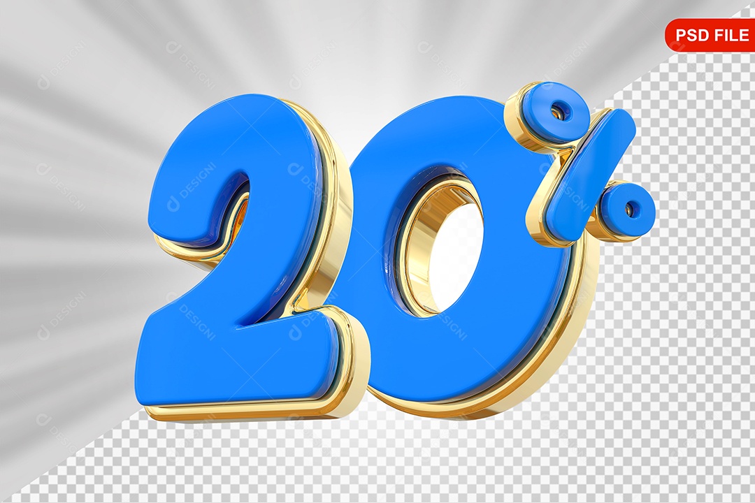 Desconto 20% Colorido Elemento 3D Para Composição PSD