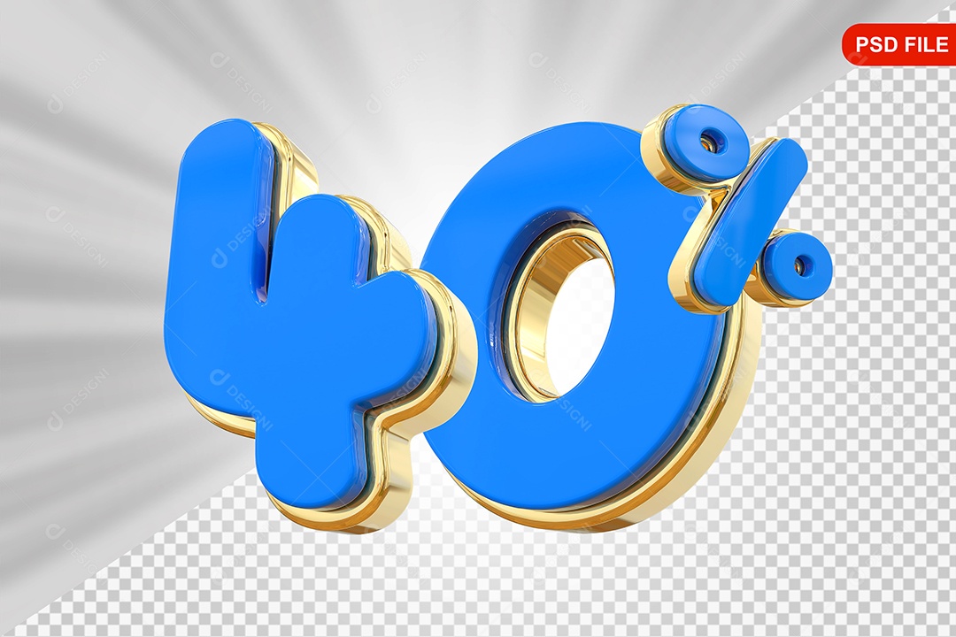 Desconto 40% Colorido Elemento 3D Para Composição PSD