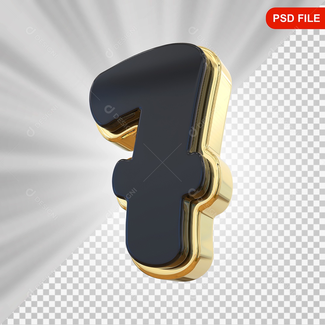 Número 7 Elemento 3D Para Composição PSD