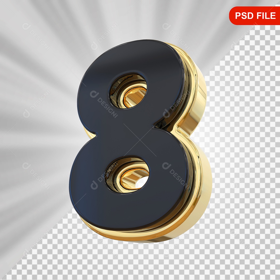 Número 8 Elemento 3D Para Composição PSD
