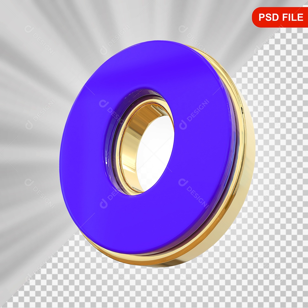 Número 0 Elemento 3D Colorido Para Composição PSD