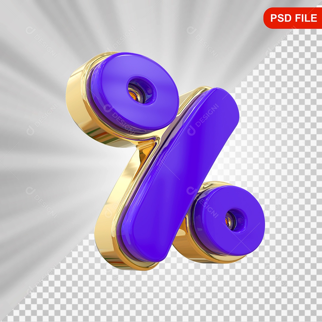 Desconto Porcento % Colorido Elemento 3D Para Composição PSD