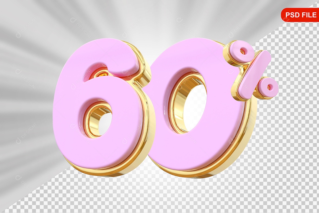 Desconto 60% Colorido Elemento 3D Para Composição PSD