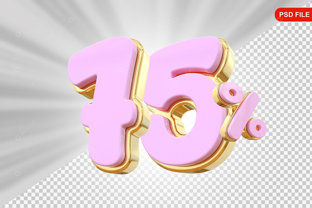 Desconto 75% Colorido Elemento 3D Para Composição PSD