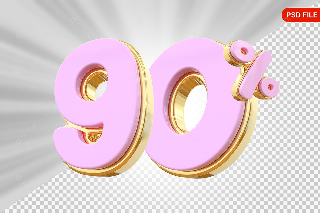Desconto 90% Colorido Elemento 3D Para Composição PSD