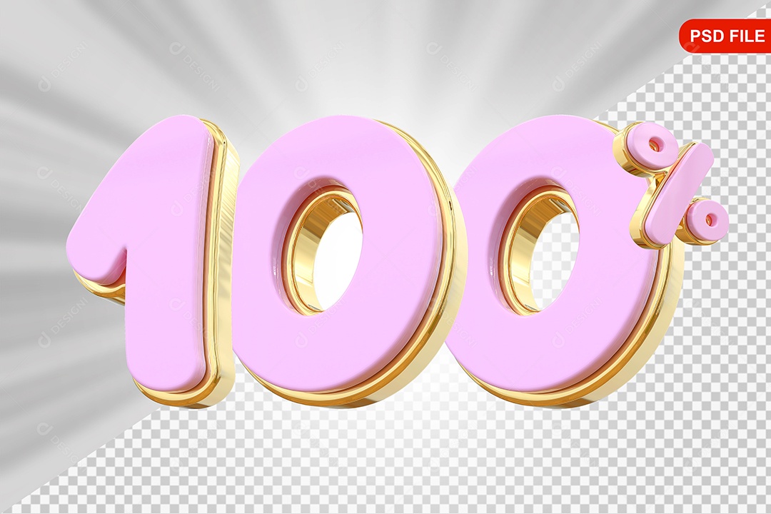 Desconto 100% Colorido Elemento 3D Para Composição PSD