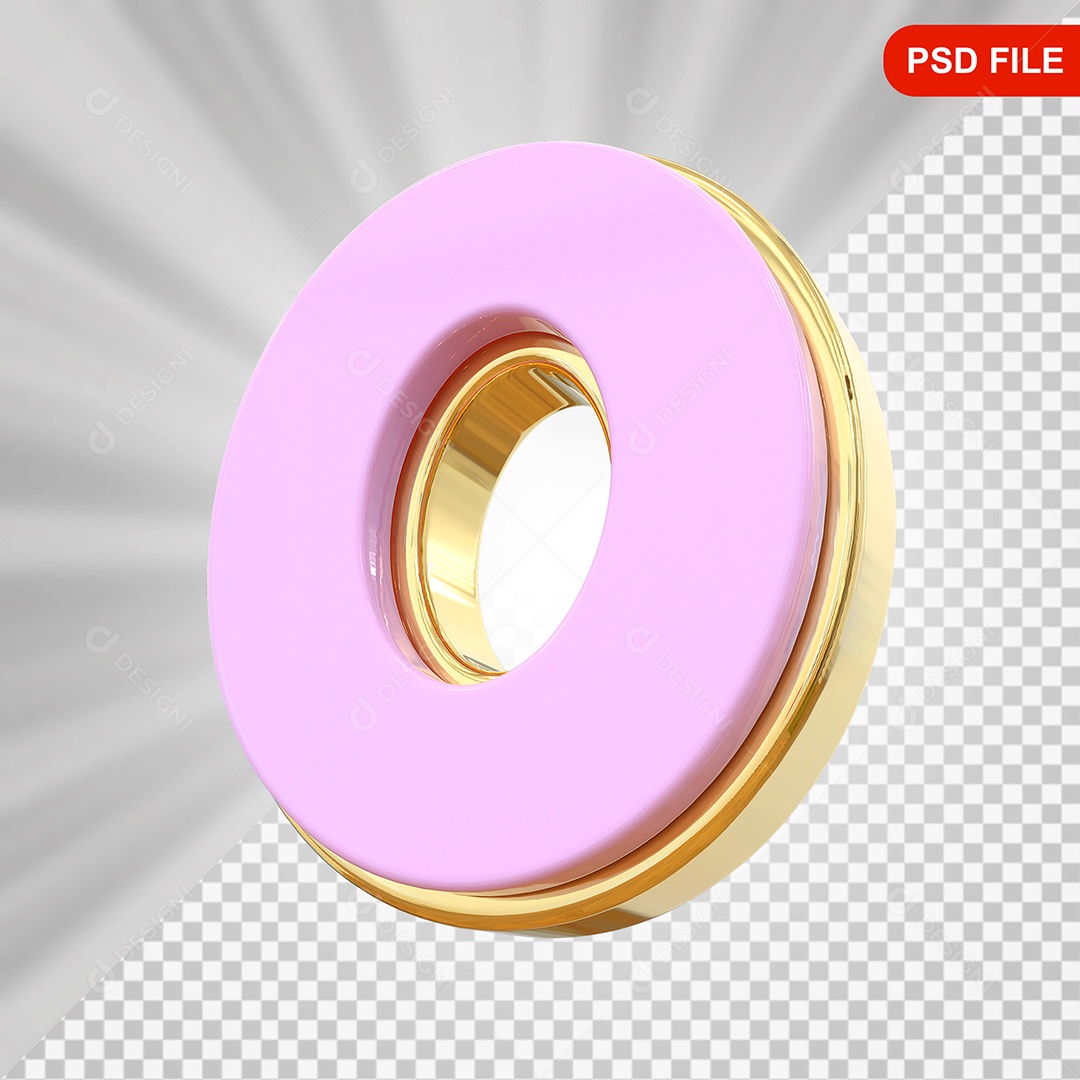 Número 0 Elemento 3D Rosa Para Composição PSD