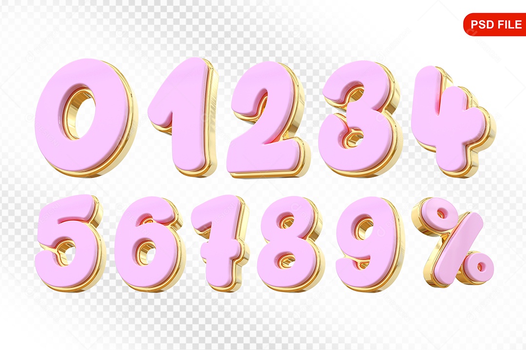 Elemento 3D Números Colorido Para Composição PSD