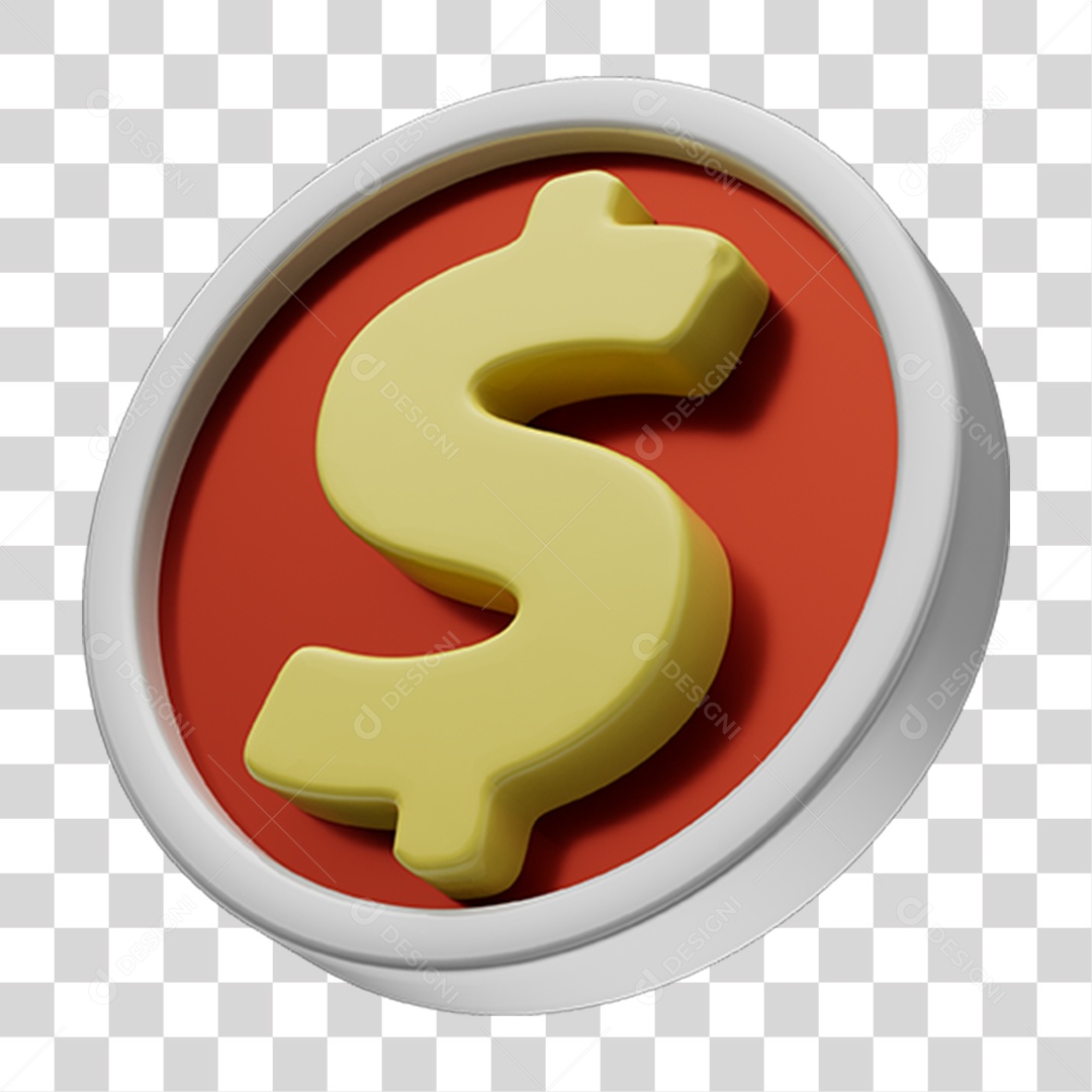 Elemento 3D Cifrão PNG Transparente