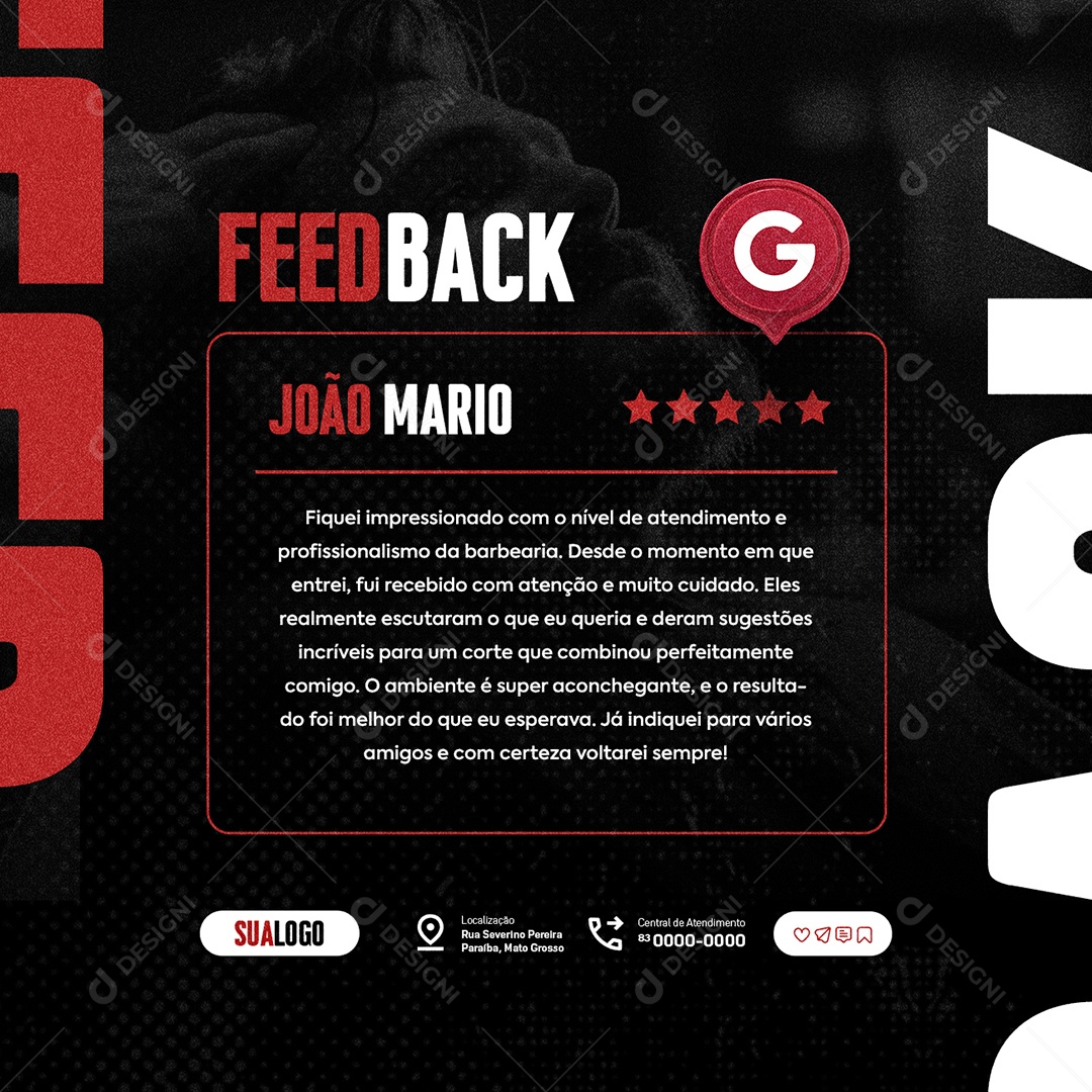 Feedback Barbearia Social Media PSD Editável