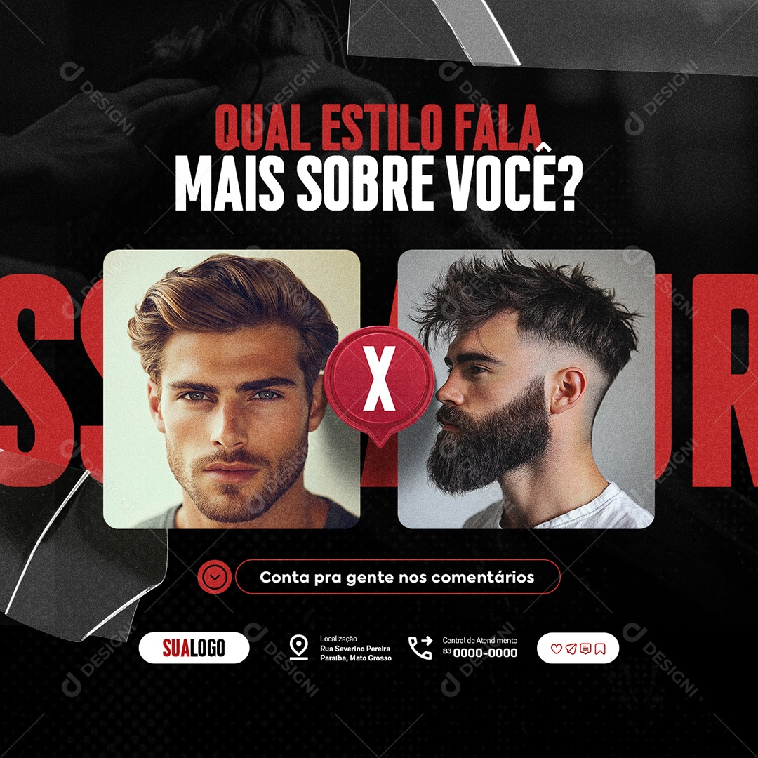 Barbearia Qual Estilo Fala Mais Sobre Você Social Media PSD Editável