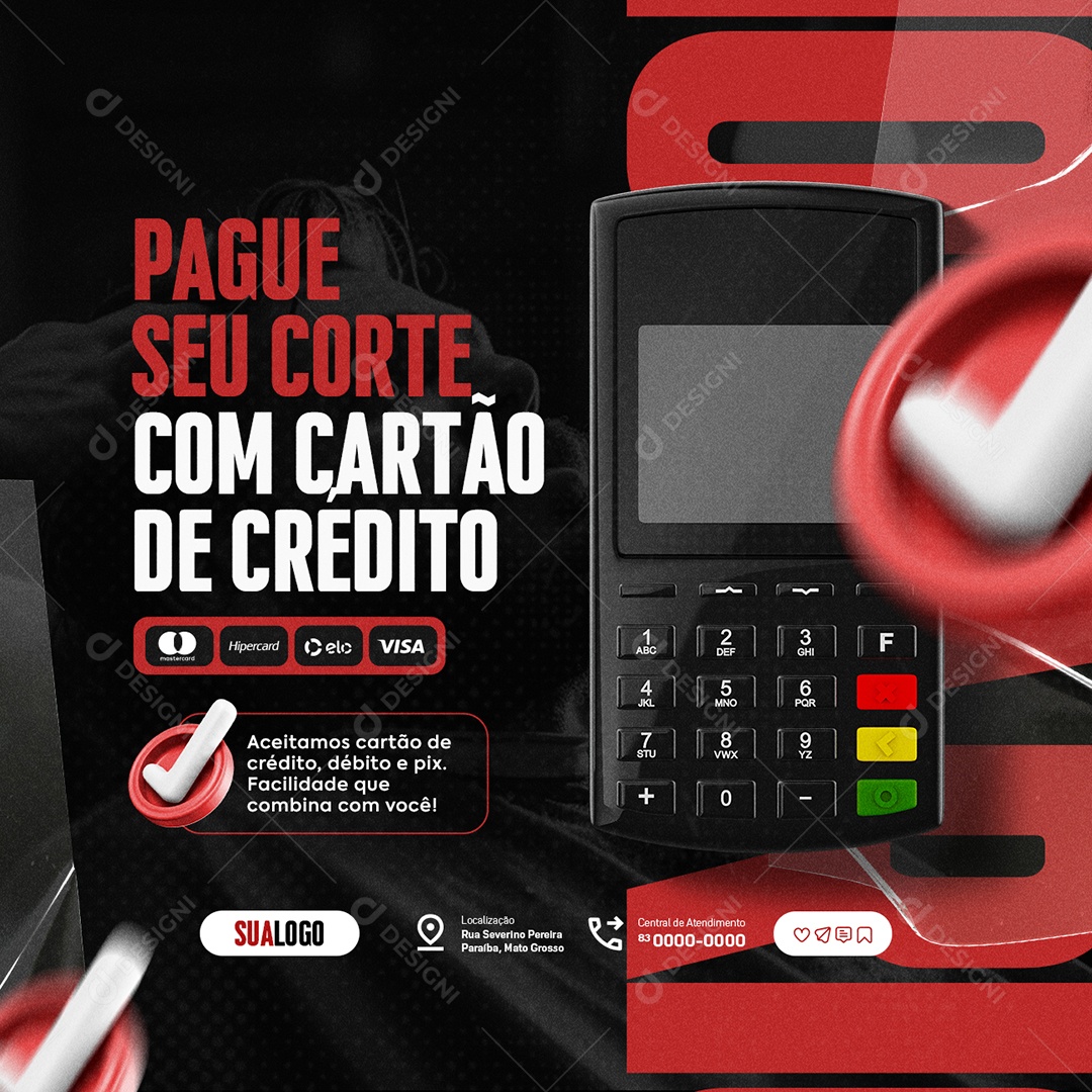 Barbearia Paque Seu Corte Com Cartão Social Media PSD Editável