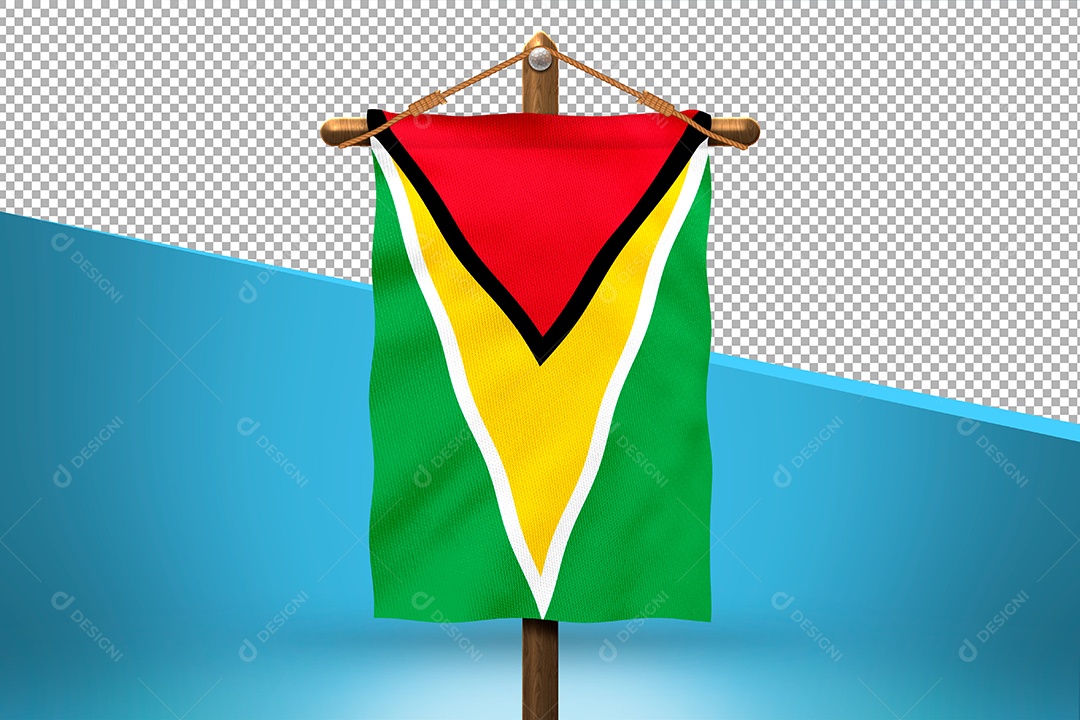 Bandeira da Guiana Elemento 3D para Composição PSD