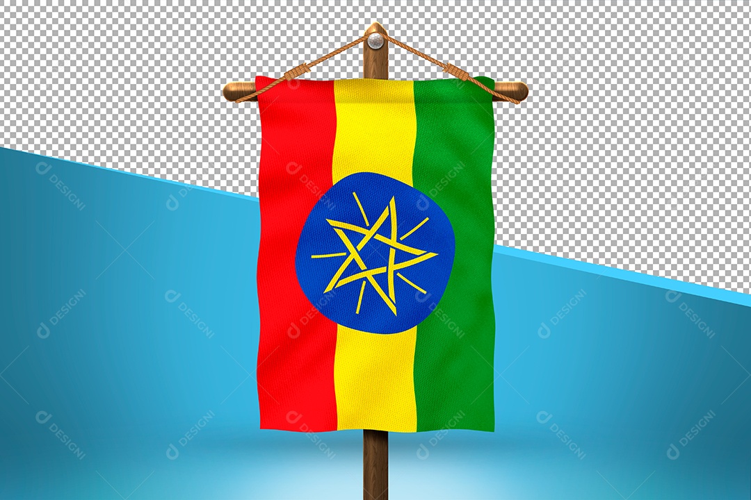 Bandeira da Etiópia Elemento 3D para Composição PSD