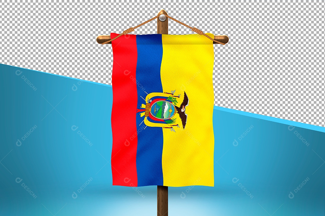 Bandeira do Ecuador Elemento 3D para Composição PSD