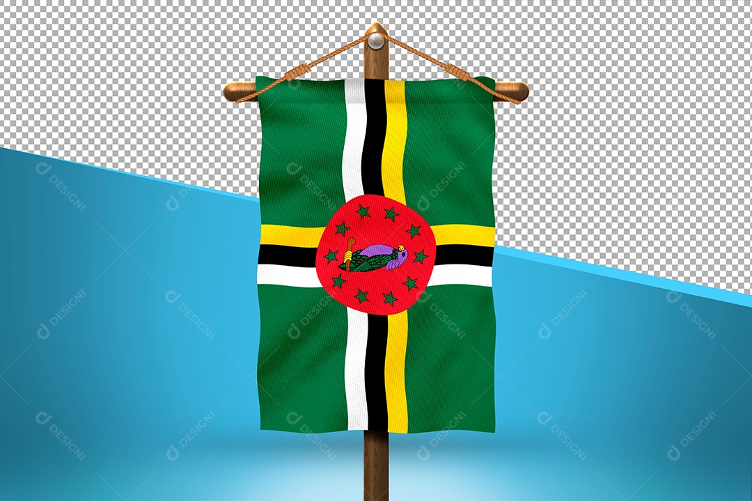 Bandeira do Dominica Elemento 3D para Composição PSD