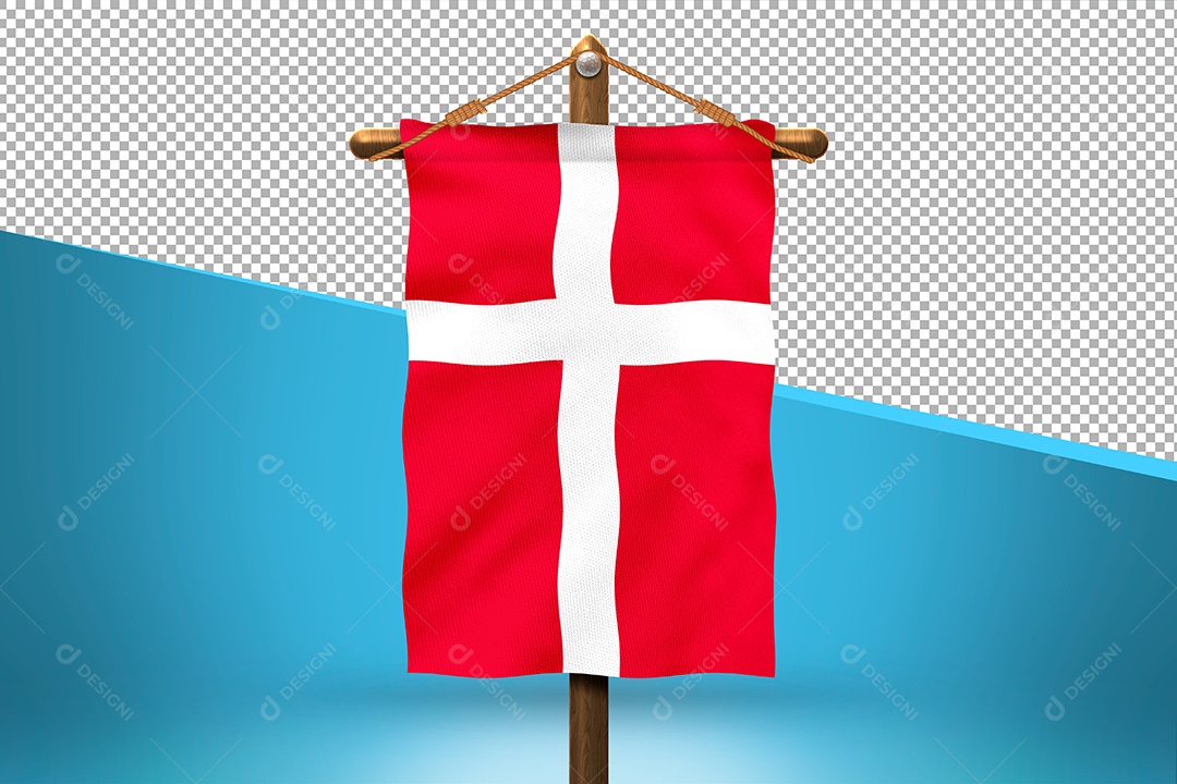 Bandeira da Dinamarca Elemento 3D para Composição PSD