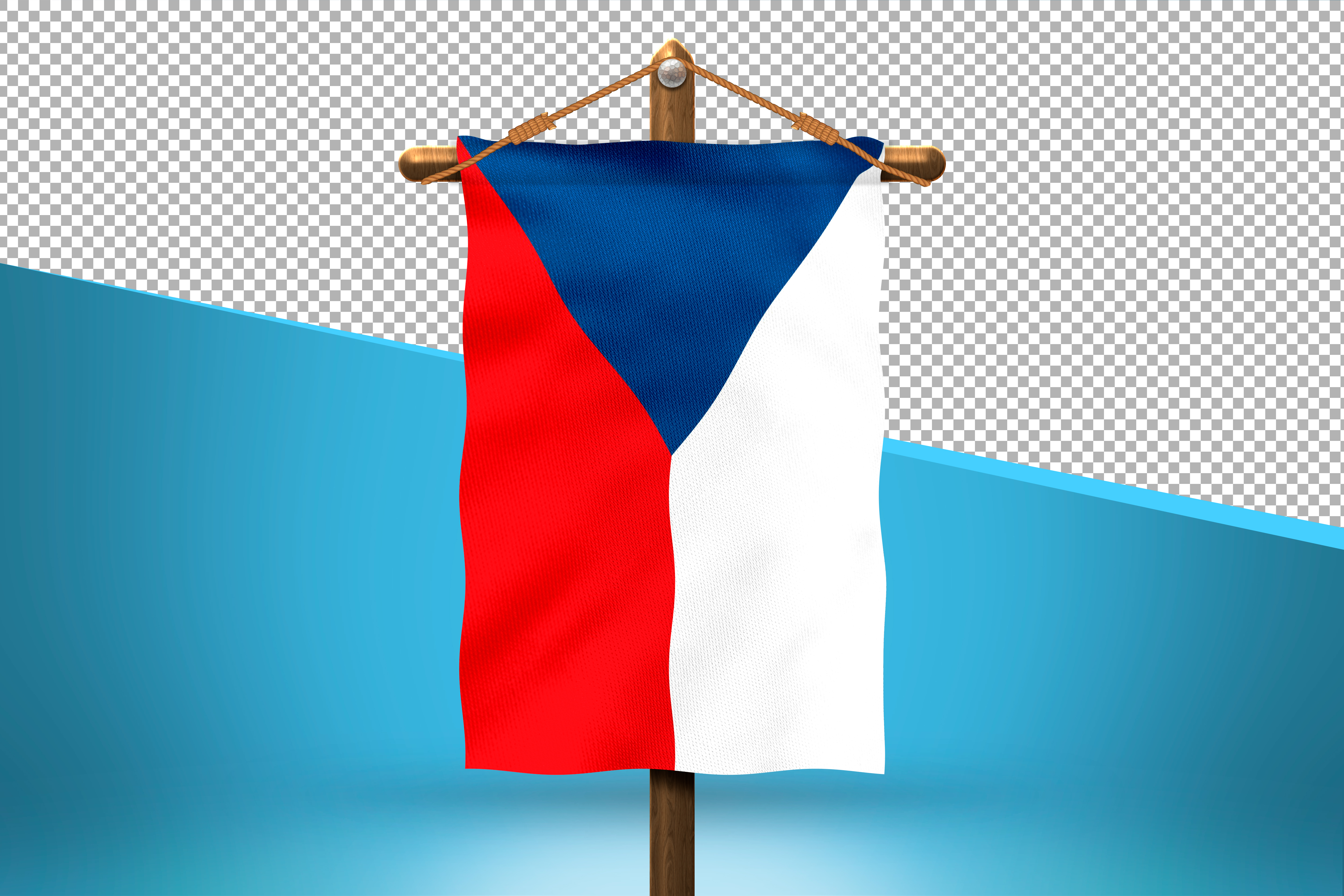 Bandeira Bandeira da Chéquia Elemento 3D para Composição PSD