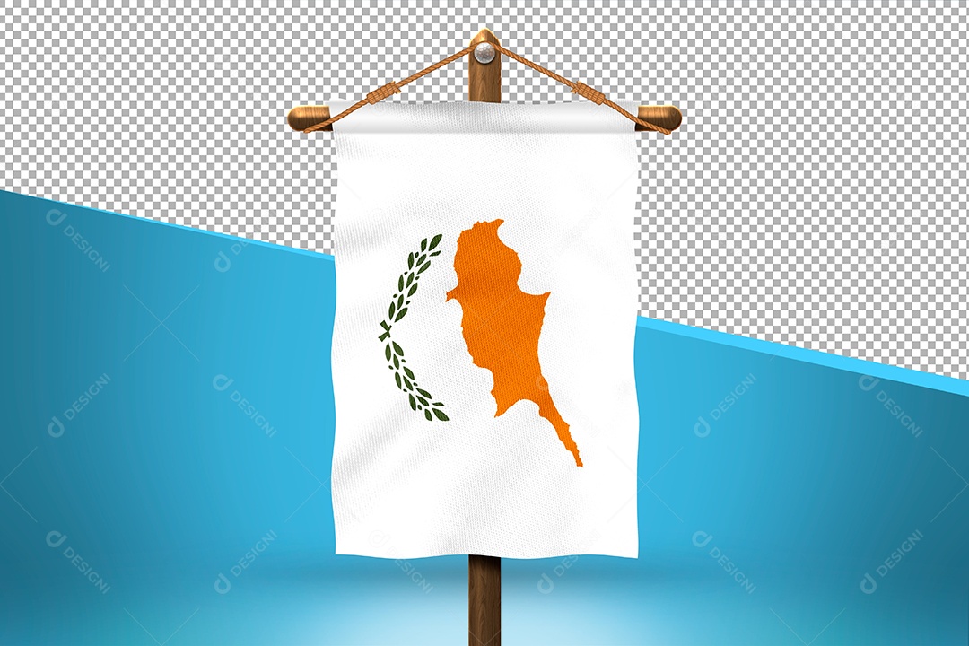 Bandeira do Chipre Elemento 3D para Composição PSD