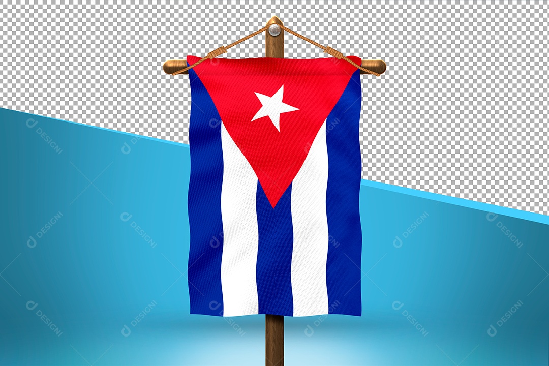 Bandeira de Cuba Elemento 3D para Composição PSD