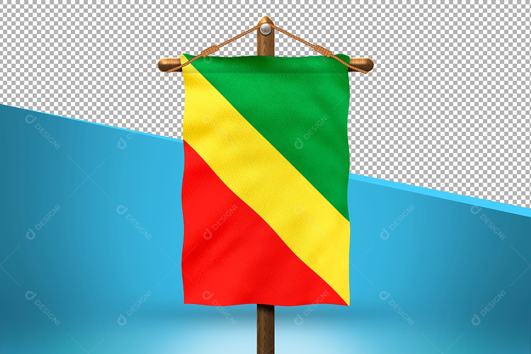 Bandeira República do Congo Elemento 3D para Composição PSD