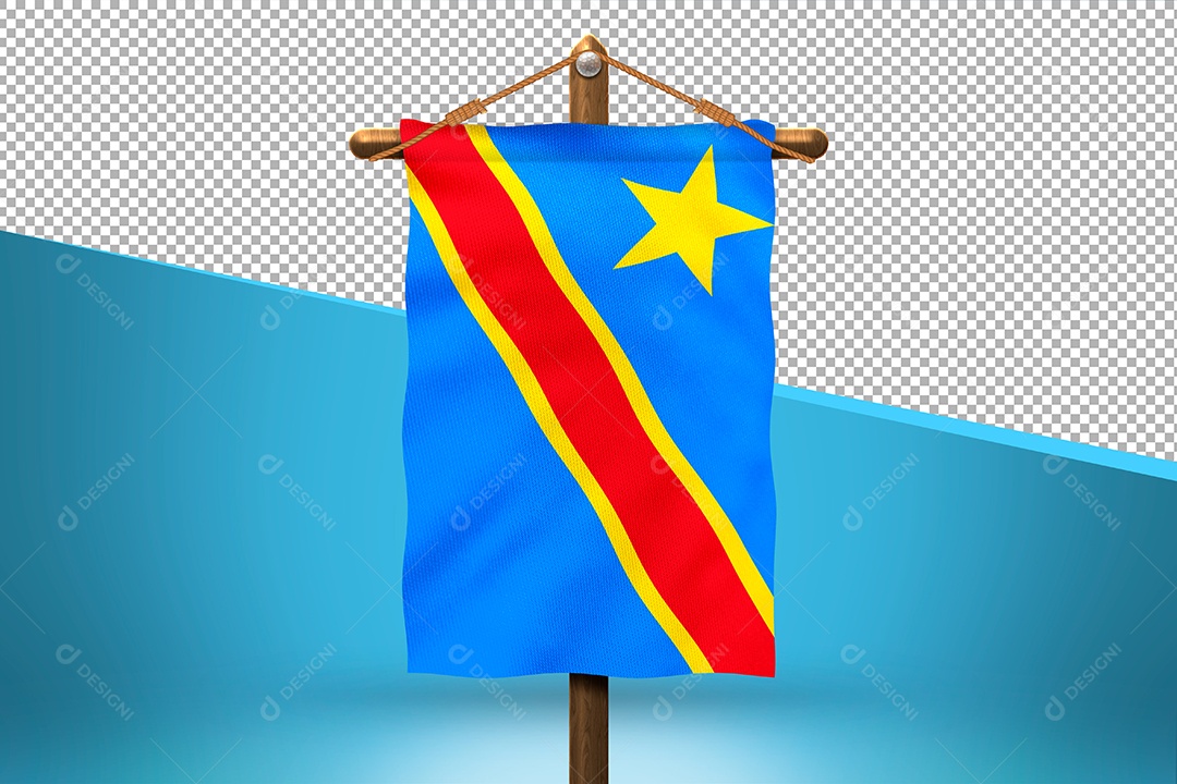 Bandeira República Democrática do Congo Elemento 3D para Composição PSD