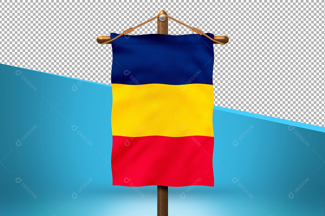 Bandeira da Romênia Elemento 3D para Composição PSD