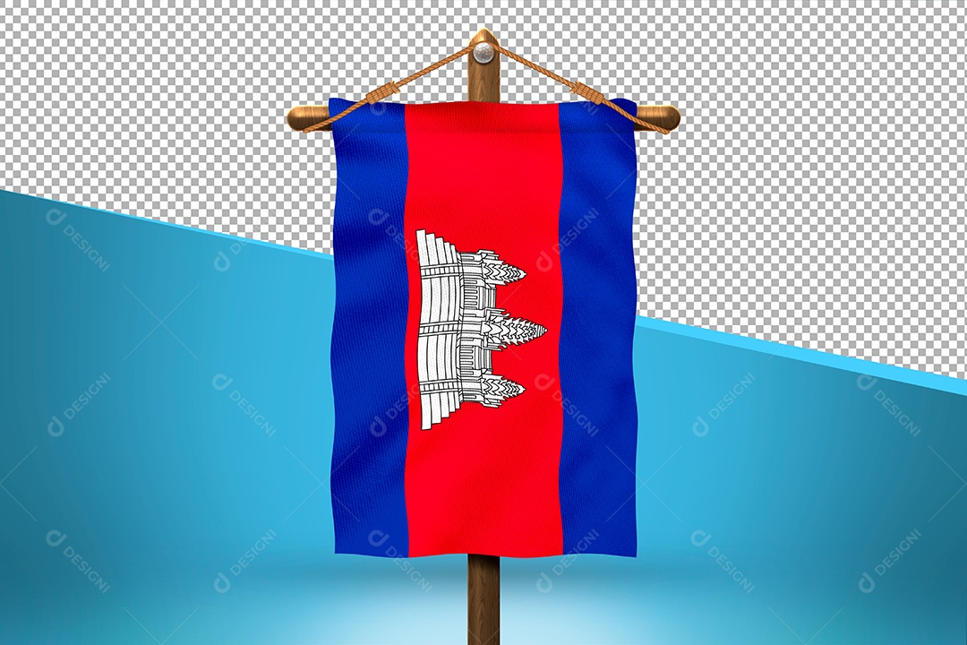 Bandeira do Camboja Elemento 3D para Composição PSD