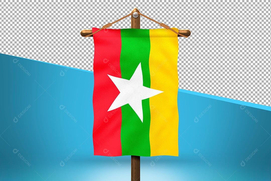 Bandeira da Birmanesa Elemento 3D para Composição PSD