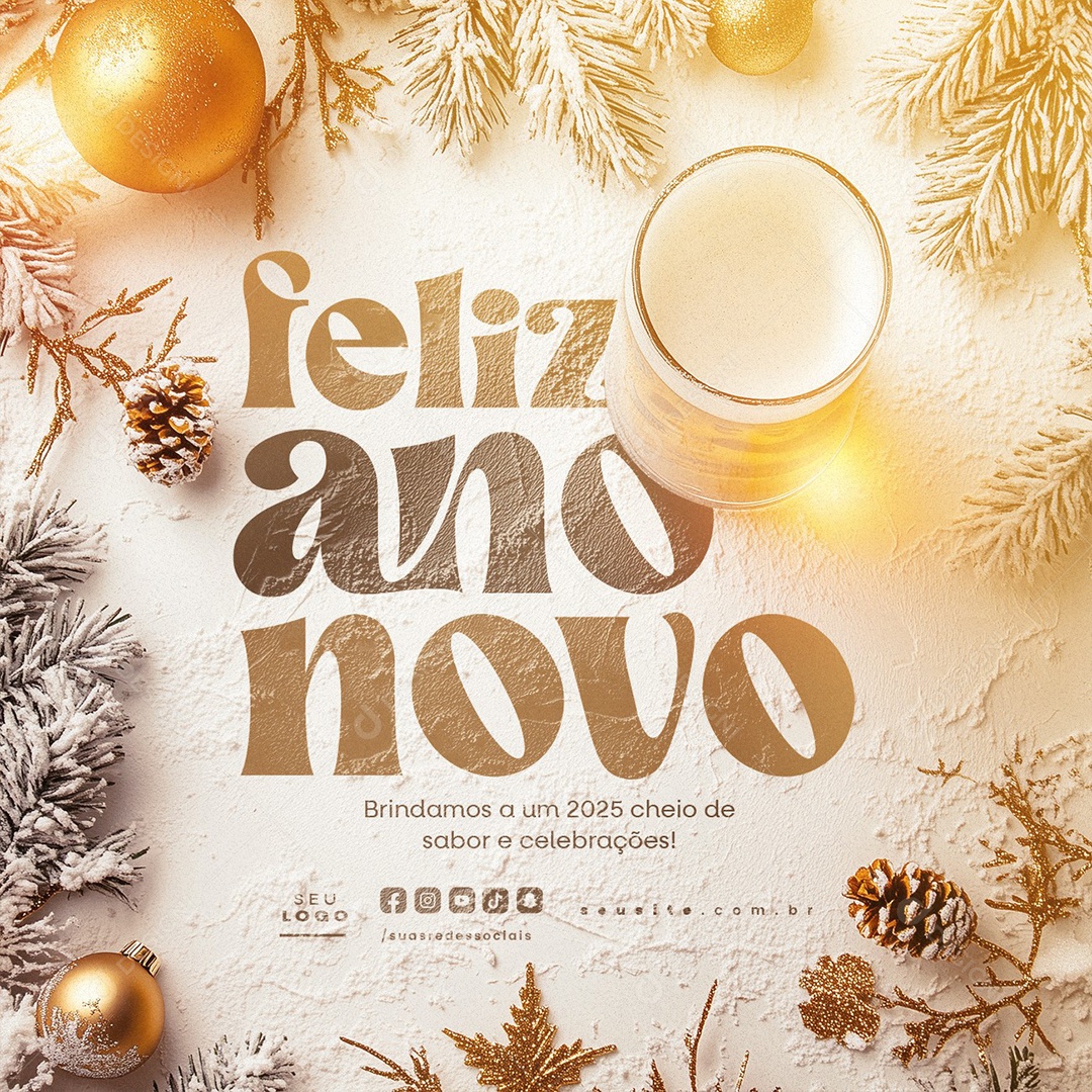 Cervejaria Feliz Ano Novo Social Media PSD Editável