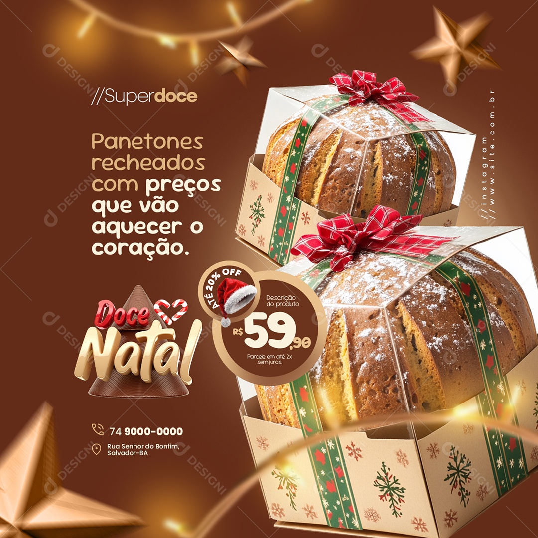 Panetone Doce Natal Social Media PSD Editável