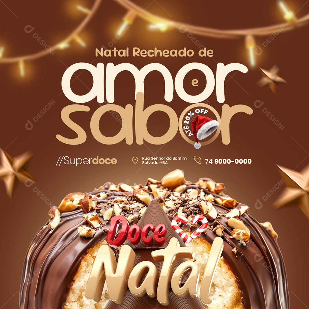 Natal Recheado De amor Panetone Social Media PSD Editável