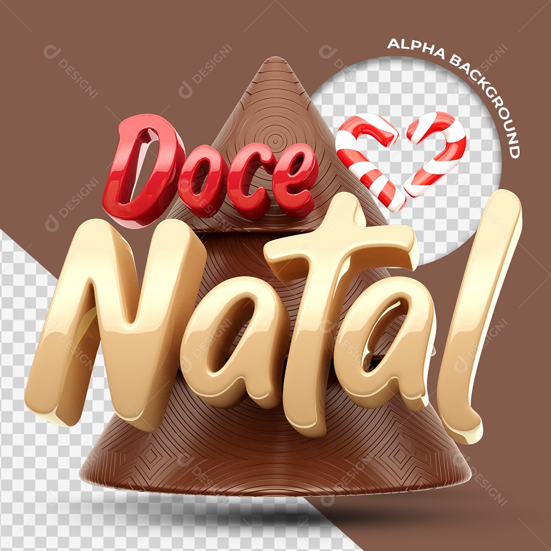 Selo 3D Doce Natal para Composição PSD