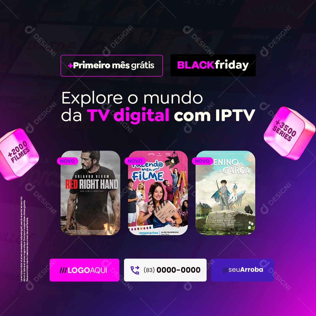 Black Friday IPTV Explore Social Media PSD Editável