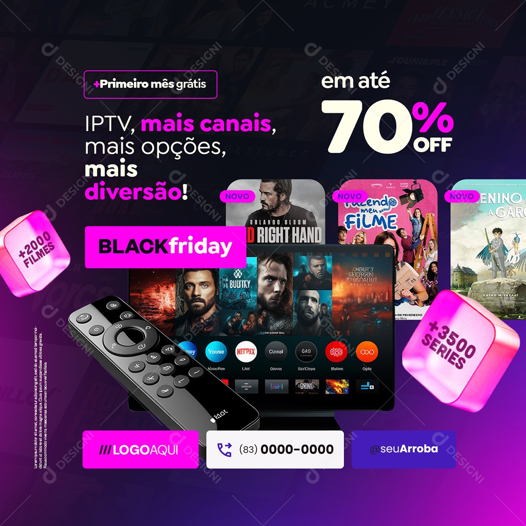 Black Friday IPTV Mais Canais Social Media PSD Editável