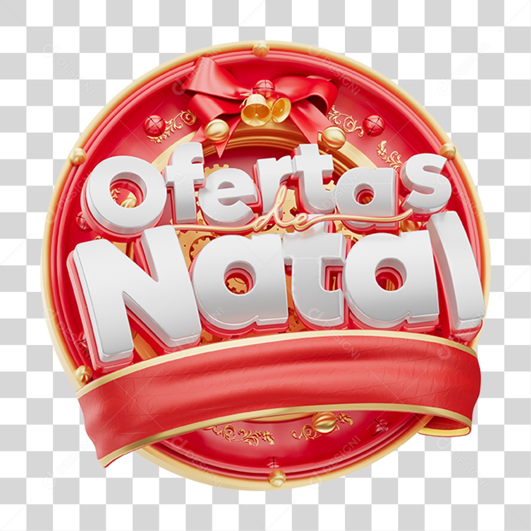 Selo 3D Natal de Ofertas Para Composição PNG Transparente