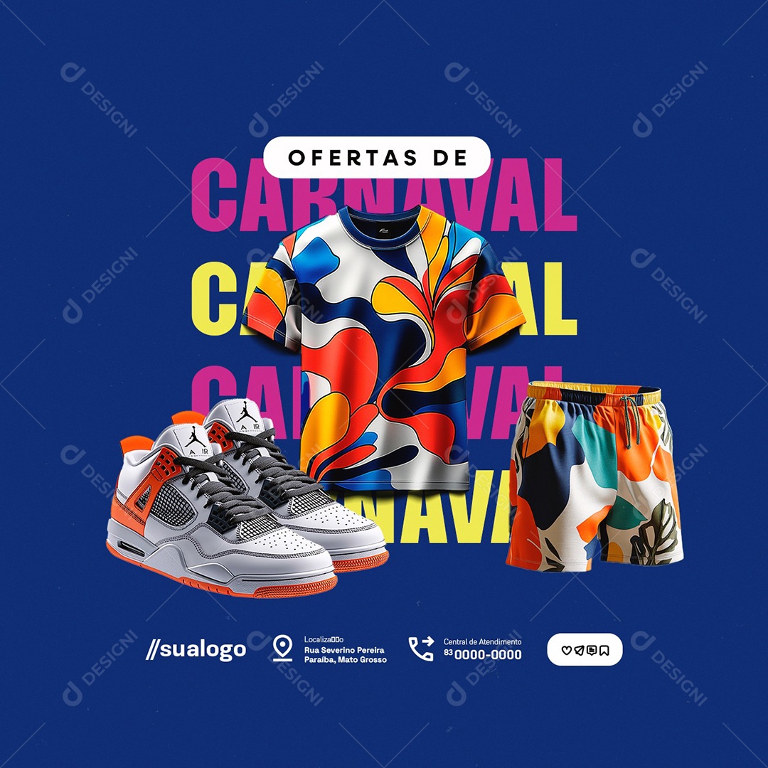 Loja de Roupas Ofertas De Carnaval Social Media PSD Editável