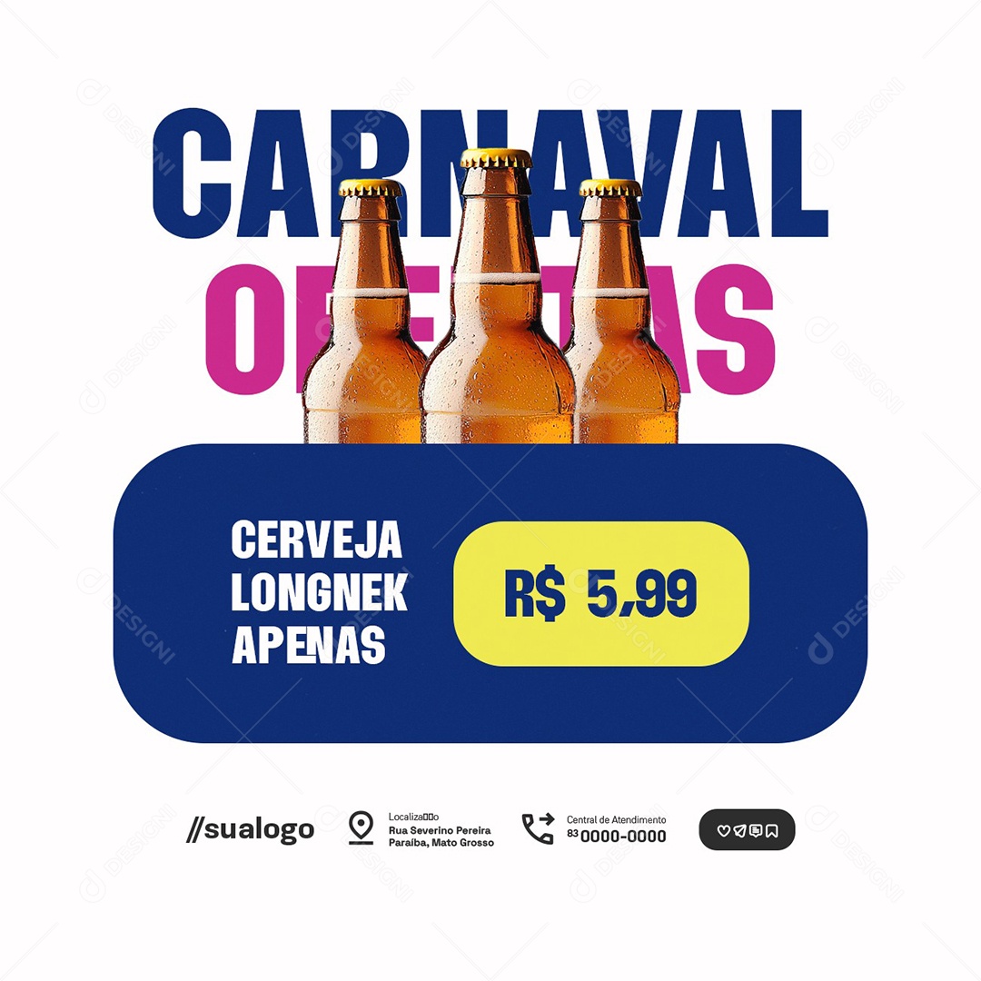 Cervejaria Carnaval de Ofertas Social Media PSD Editável