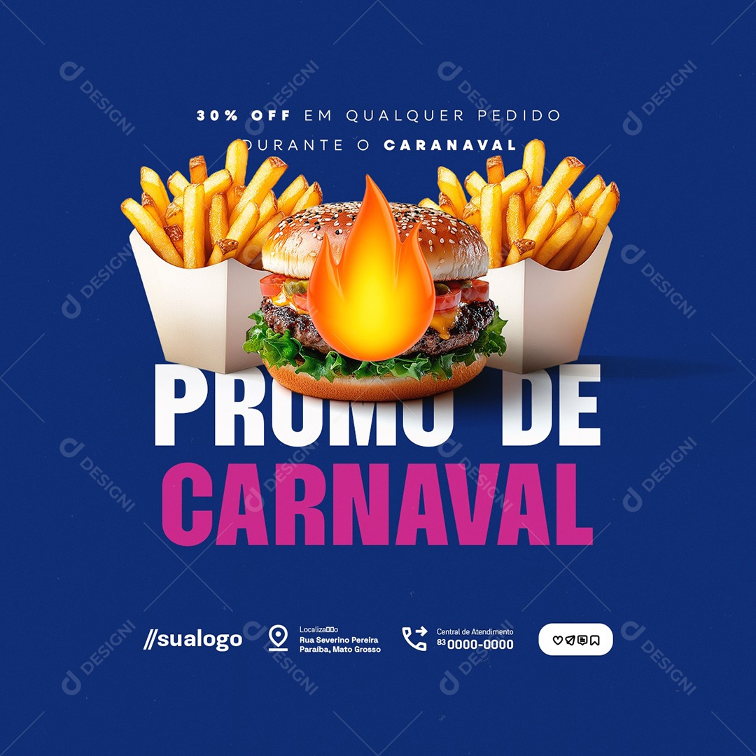 Hamburgueria Promo Carnaval Social Media PSD Editável