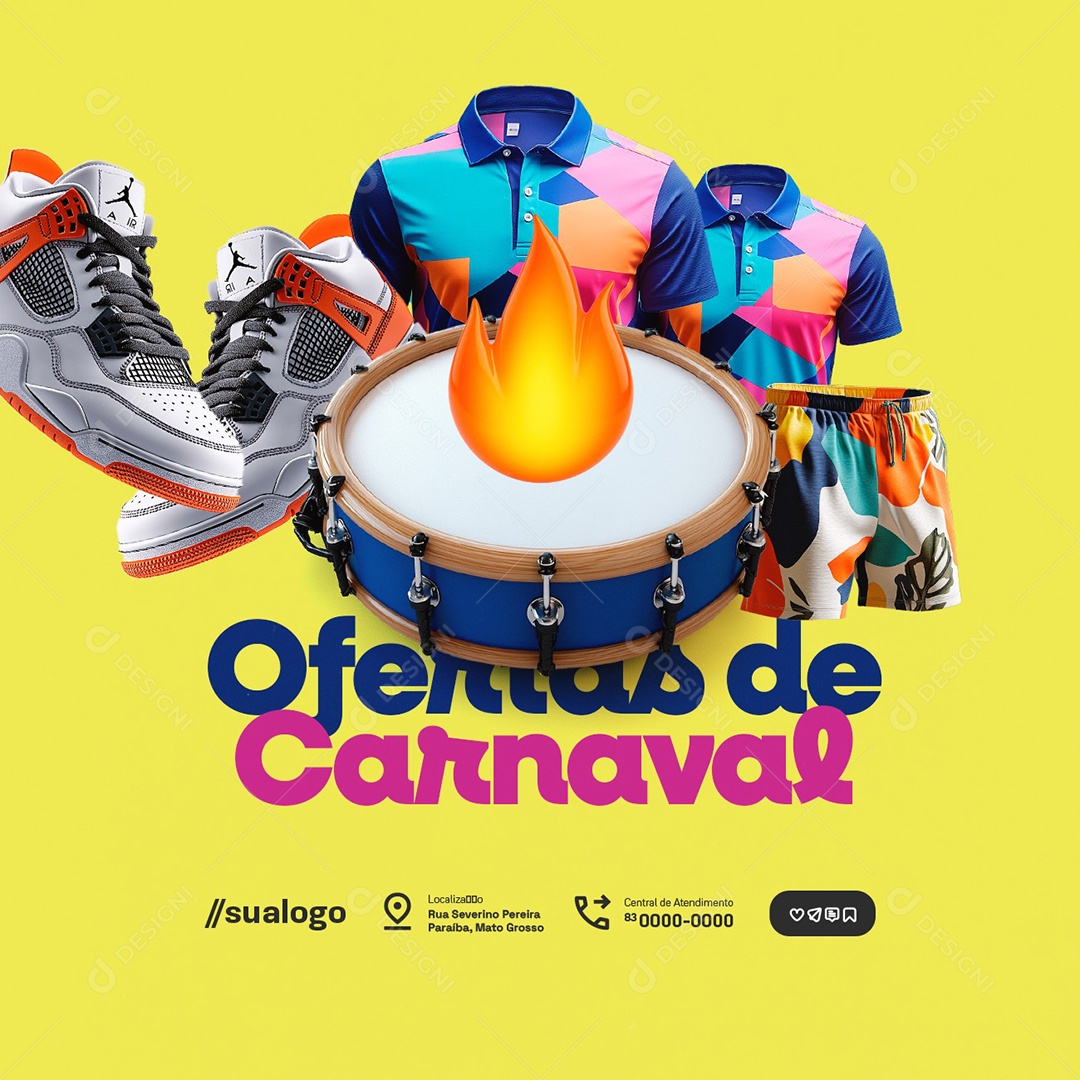 Loja de Roupas Ofertas De Carnaval Social Media PSD Editável