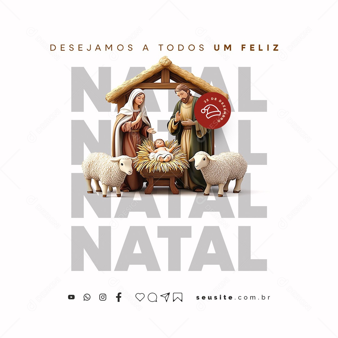 Feliz Natal 25 de Dezembro Social Media PSD Editável