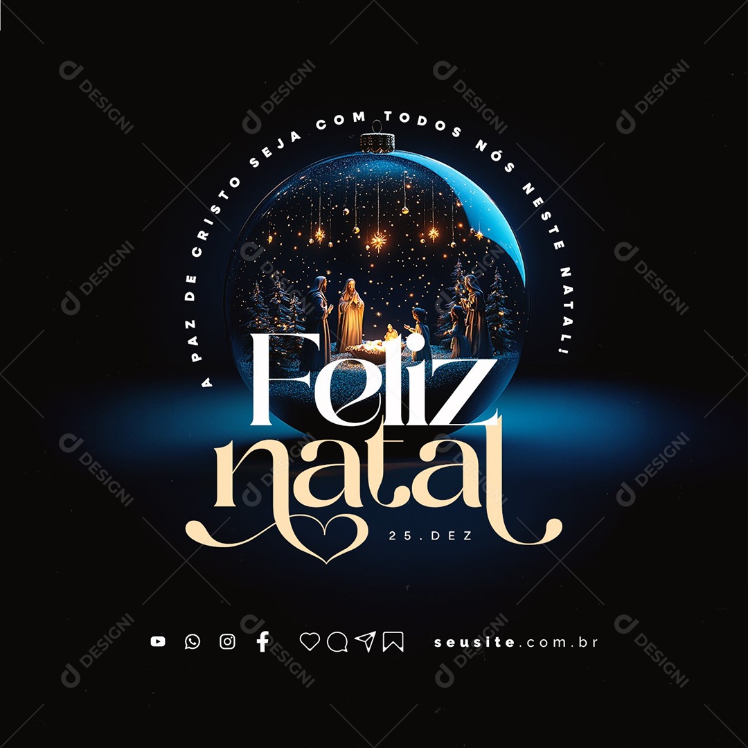 Feliz Natal 25 de Dezembro Social Media PSD Editável