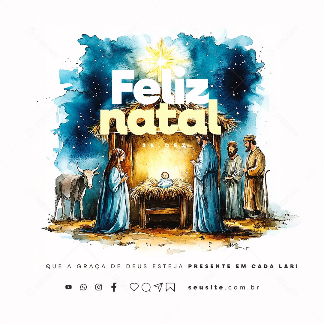 Feliz Natal 25 de Dezembro Social Media PSD Editável