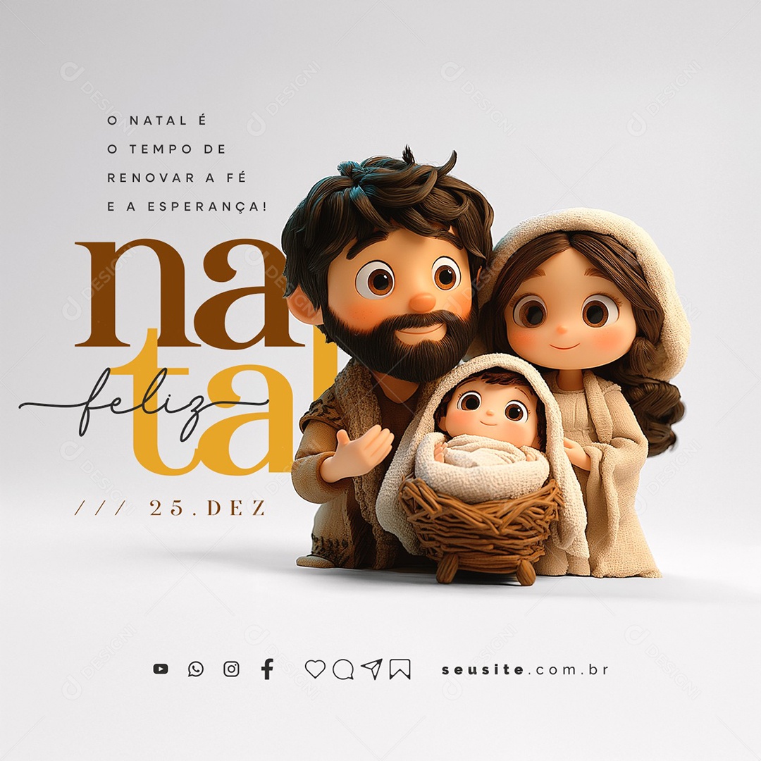 Feliz Natal 25 de Dezembro Social Media PSD Editável