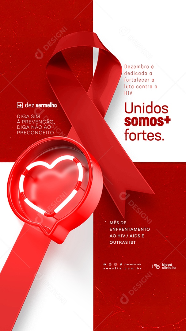 Story Dezembro Vermelho Mês de Enfrentamento ao HIV AIDS Social Media PSD Editável