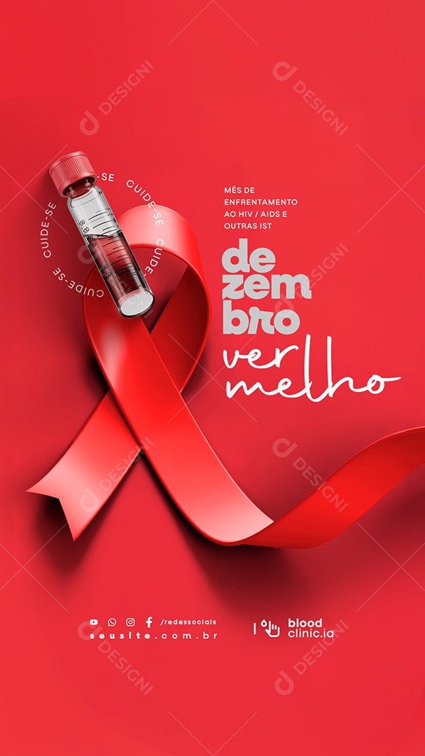 Story Dezembro Vermelho Mês de Enfrentamento ao HIV AIDS Social Media PSD Editável