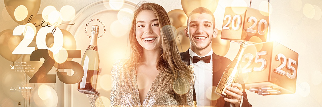 Carrossel Feliz 2025 Ano Novo Social Media PSD Editável