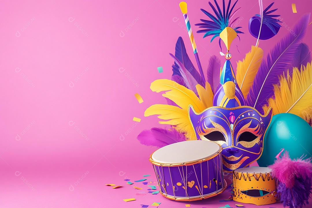 Cenário de carnaval com máscaras sobre máscara