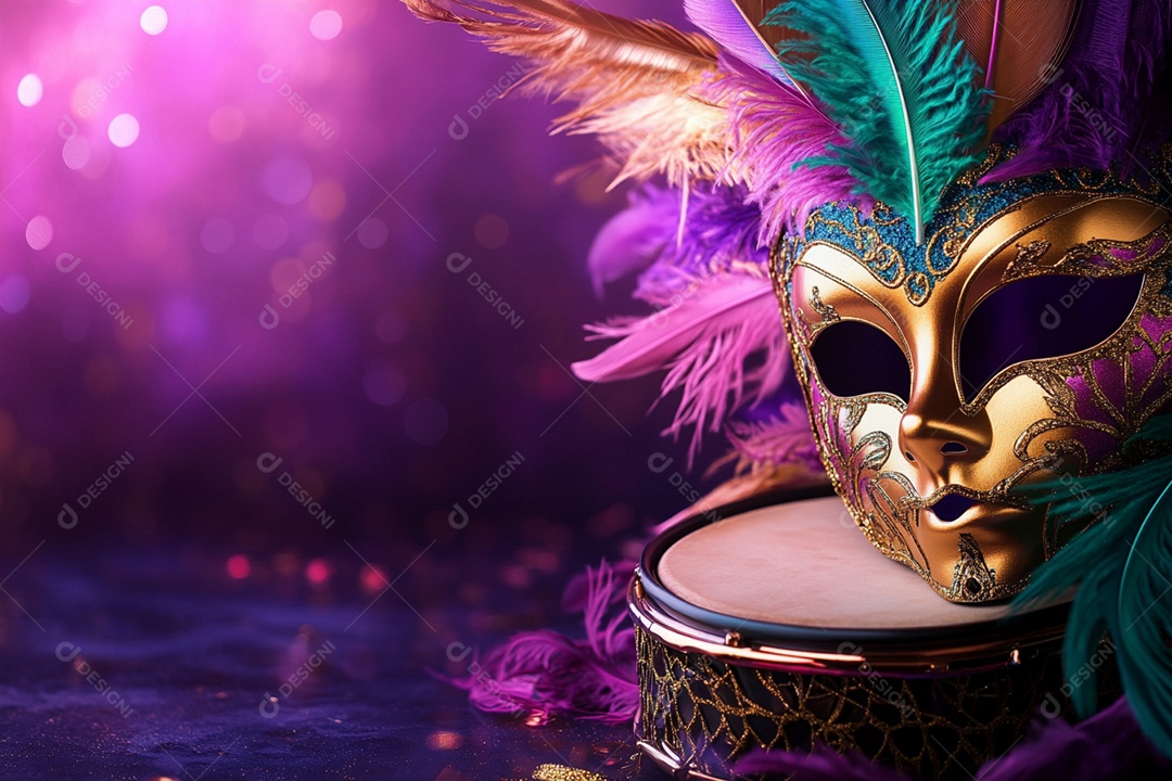 Cenário de carnaval com máscaras sobre máscara